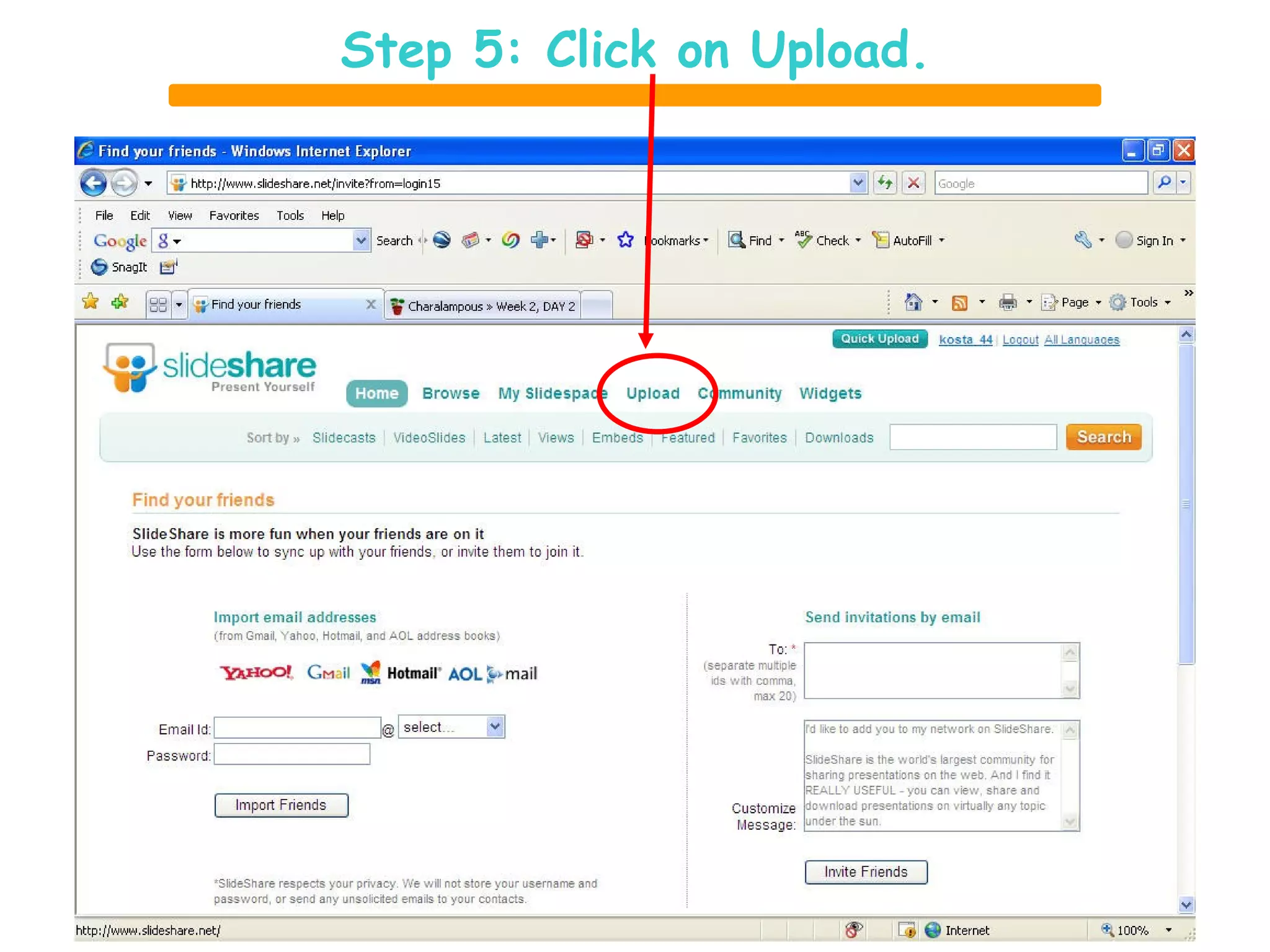 Step 5: Click on Upload. 