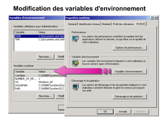 Modification des variables d'environnement
 