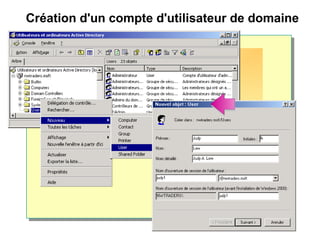Création d'un compte d'utilisateur de domaine
 