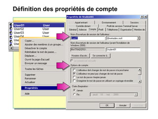 Définition des propriétés de compte
User02 User
User03 User
User04 User
User05 User
User06 User
User01 User
Use 01 Properties
 