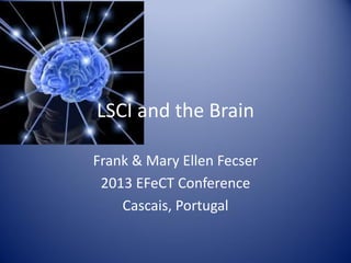 LSCI and the Brain

Frank & Mary Ellen Fecser
 2013 EFeCT Conference
    Cascais, Portugal
 