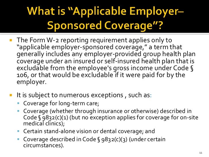 W 2 Reporting Cost Of Employer Sponsored Health Coverage