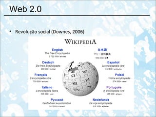 Web 2.0 Revolução social (Downes, 2006) 