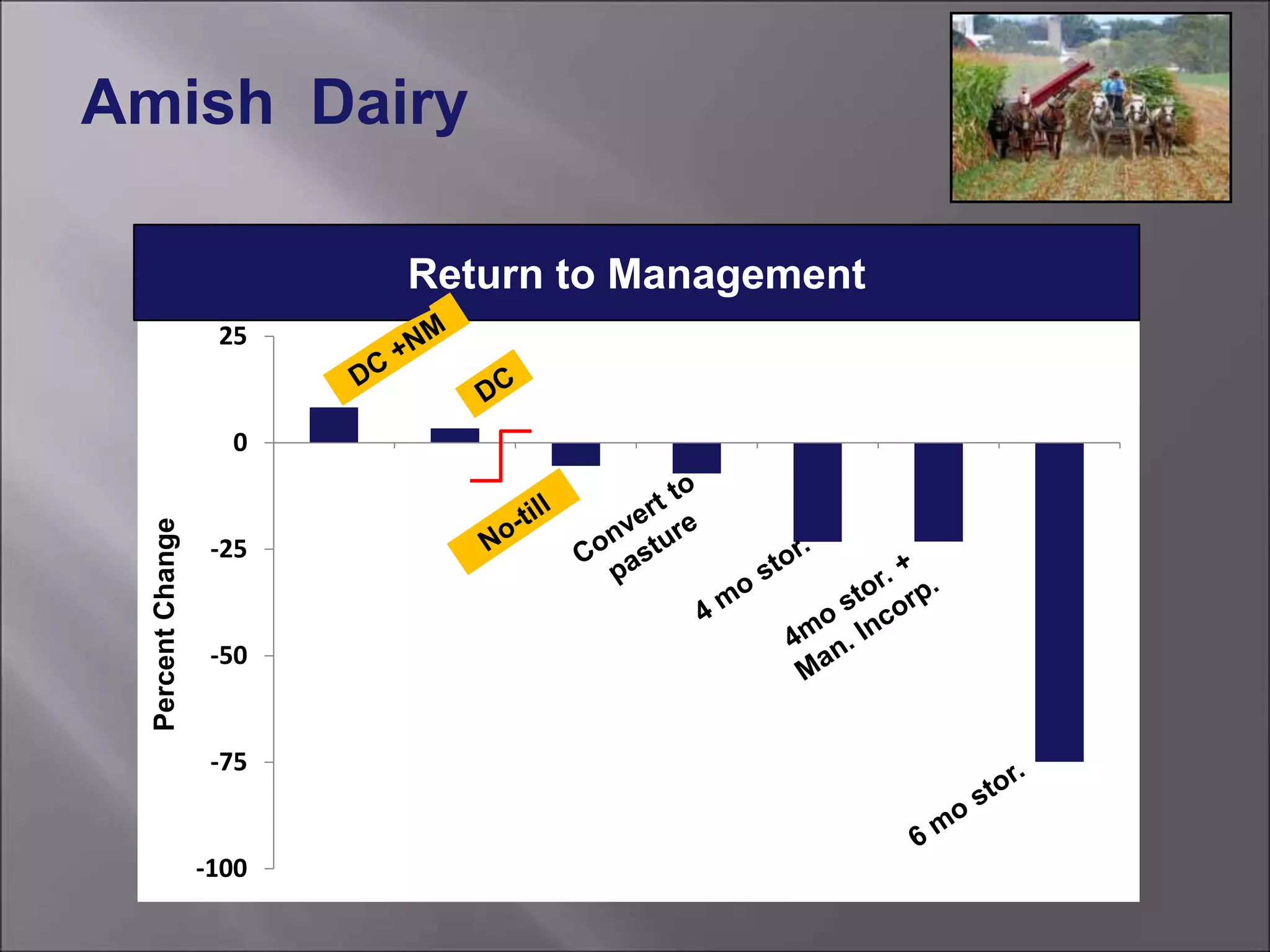 -100
-75
-50
-25
0
25
PercentChange
Return to Management
Amish Dairy
 