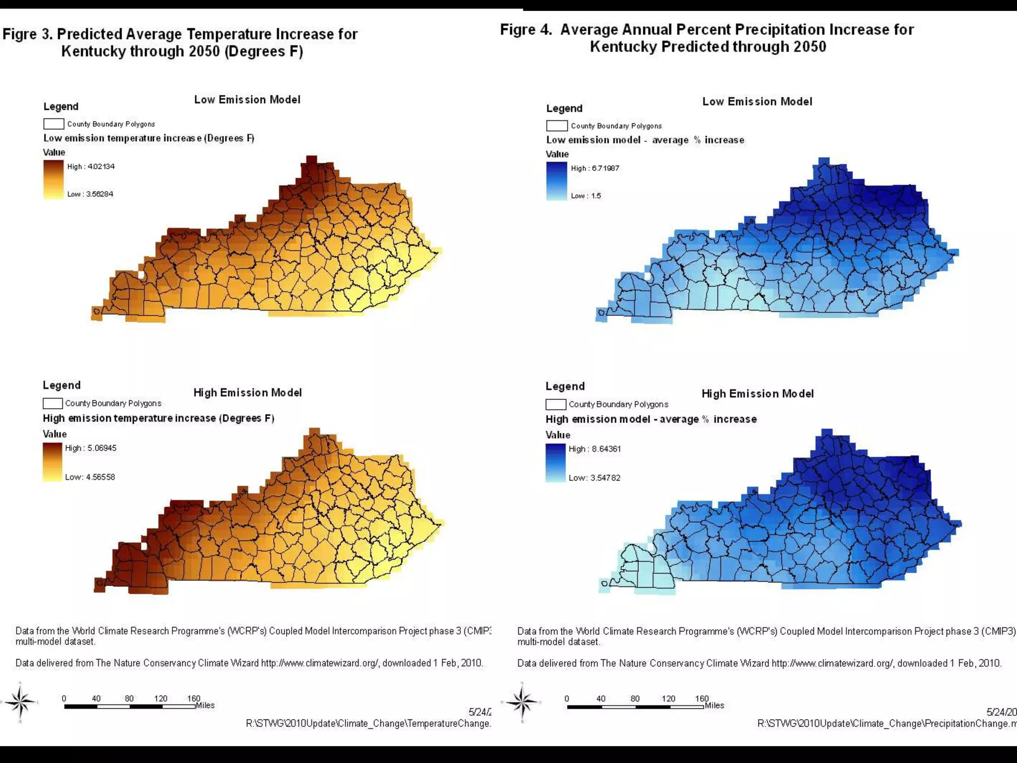 The number of days per year with peak temperature over
90ºF is expected to rise significantly, especially under a
higher emissions scenario as shown in the map above.
From: Kentucky Dept.
of Fish and Wildlife
Resources, “Action
Plan to Respond to
Climate Change in
Kentucky: A Strategy
of Resilience”
 