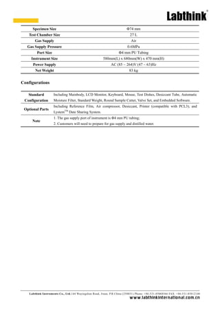 Cutter Labthink water vapor permeability tester for flexible packaging | PDF