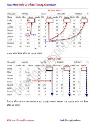 Paste করার টনক্চর ছটবর মে Grade অ঴ক্ব
উপক্রর ছটবক্ে পেখাক্না জায়গায়গুক্঱াক্ে Fill Handle করুন। ঴বগুক্঱া Fill Handle করার পর টনক্চর
ছটবর মে অ঴ক্ব
hiractg.blogspot.com
 