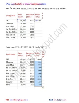 এবার টিক একআ ভাক্ব Health Allowance পবর করার জনয Basic এর ঴াক্র্ 0.15 গুন টেব।
Enter press করুন ঑ টিক অক্গর মে Fill Handle করুন।
hiractg.blogspot.com
 