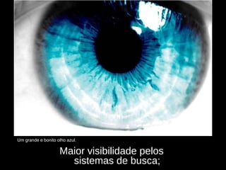 Maior visibilidade pelos  sistemas de busca; Um grande e bonito olho azul. 