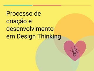 Processo de
criação e
desenvolvimento
em Design Thinking
 
