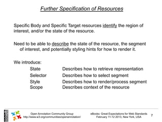 Further Specification of Resources


Specific Body and Specific Target resources identify the region of
interest, and/or t...