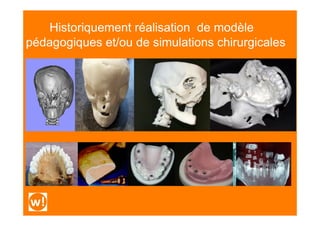 Historiquement réalisation de modèle
pédagogiques et/ou de simulations chirurgicales
 