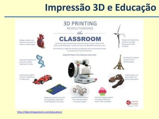 Impressão 3D e Educação
http://3dprintingsystems.com/education/
 