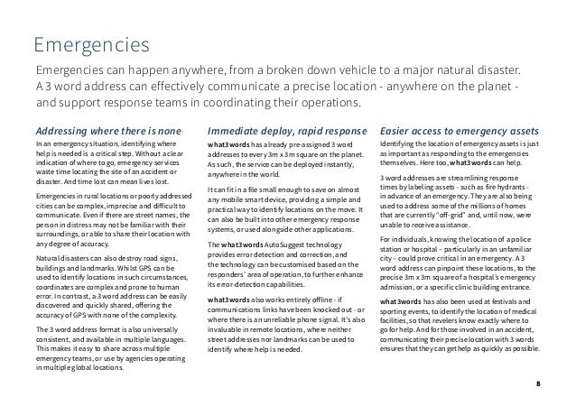 what3words brochure | Emergencies Slide 8