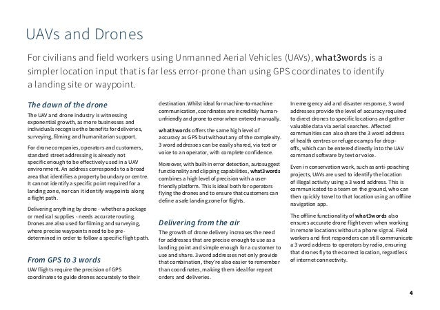 what3words brochure | UAVs and Drones Slide 4