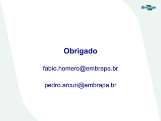 Obrigado
fabio.homero@embrapa.br
pedro.arcuri@embrapa.br
 