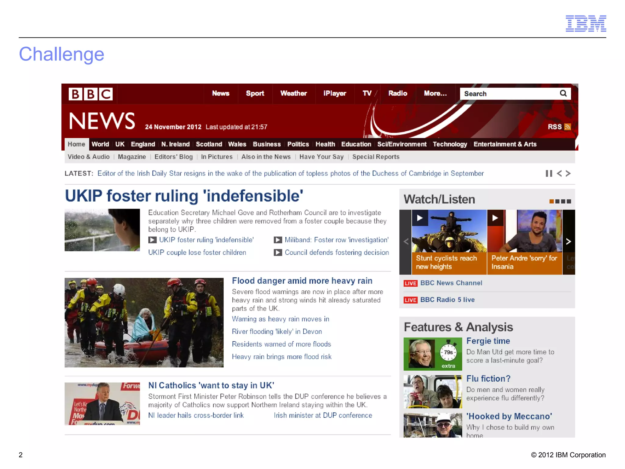 © 2012 IBM Corporation2
Challenge
 