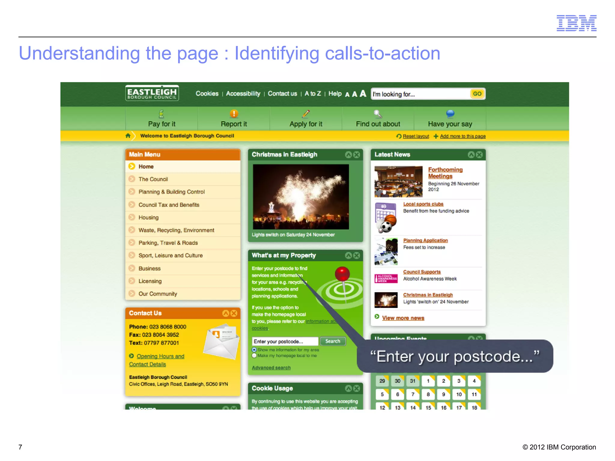 © 2012 IBM Corporation7
Understanding the page : Identifying calls-to-action
 