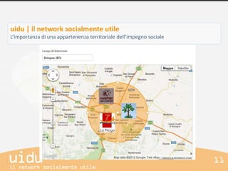 uidu | il network socialmente utile
L’importanza di una appartenenza territoriale dell’impegno sociale
 