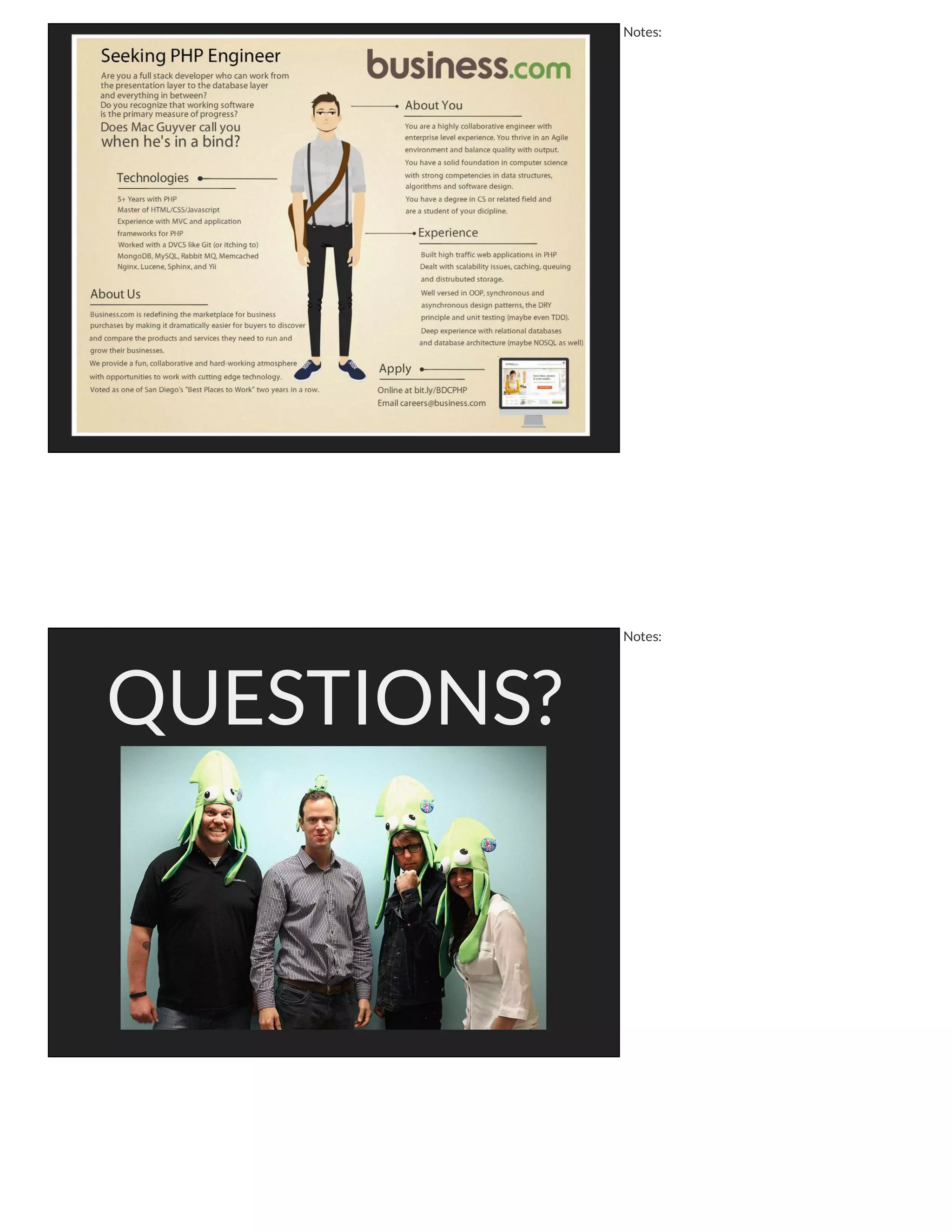 Query Optimization
Notes:
Query Optimization
--filter perl code that must return true for query to appear
--limit shows only the top % of worst queries
Notes:
 