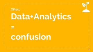 Often,
Data+Analytics
=
confusion
2
 