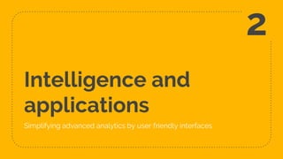 Intelligence and
applications
Simplifying advanced analytics by user friendly interfaces
2
 