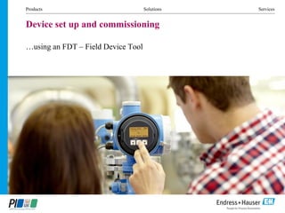 Products Solutions Services
Device set up and commissioning
…using an FDT – Field Device Tool
 