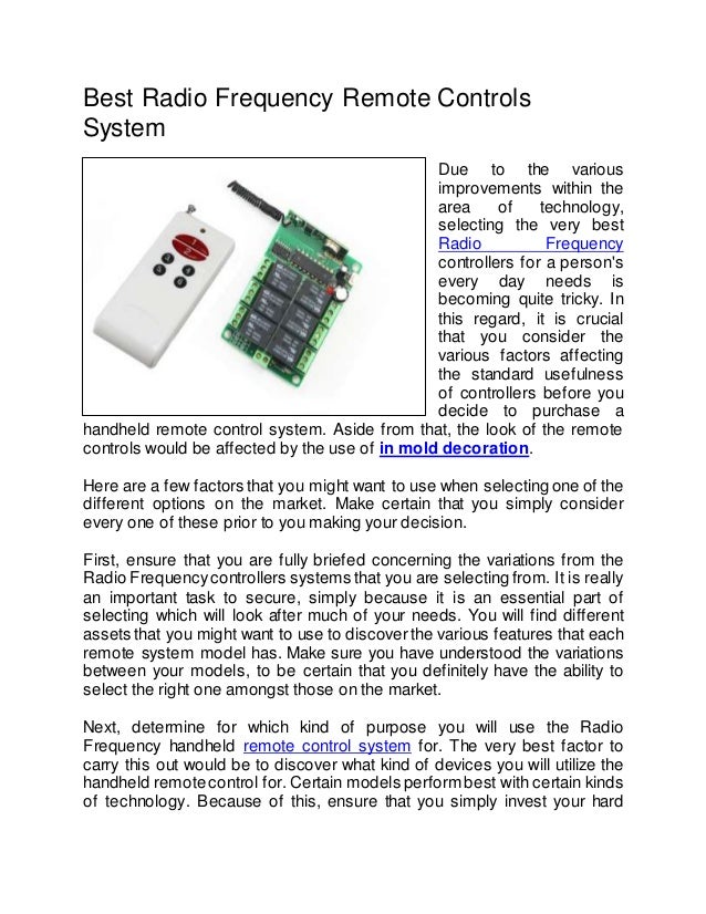 Best Radio Frequency Remote Controls System