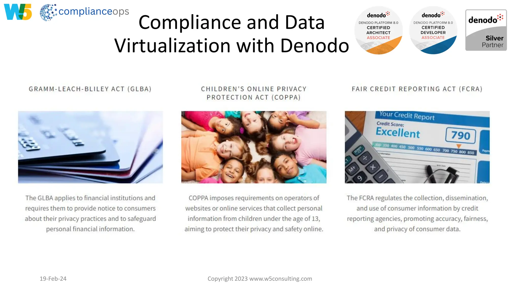 Compliance and Data
Virtualization with Denodo
19-Feb-24 Copyright 2023 www.w5consulting.com 14
 