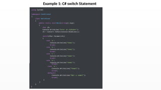 C# switch statement learn by reading .pptx