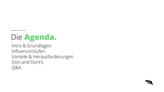 Intro & Grundlagen
Influencerstufen
Vorteile & Herausforderungen
Do‘s and Dont‘s
Q&A
@FalconIO #FalconEd #2021digitaltrends
Die Agenda.
 