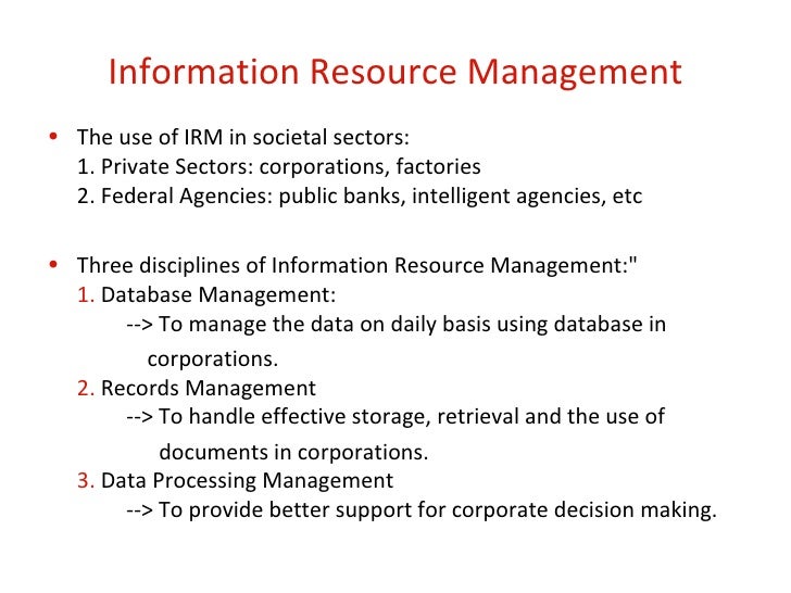 Information Resources Management