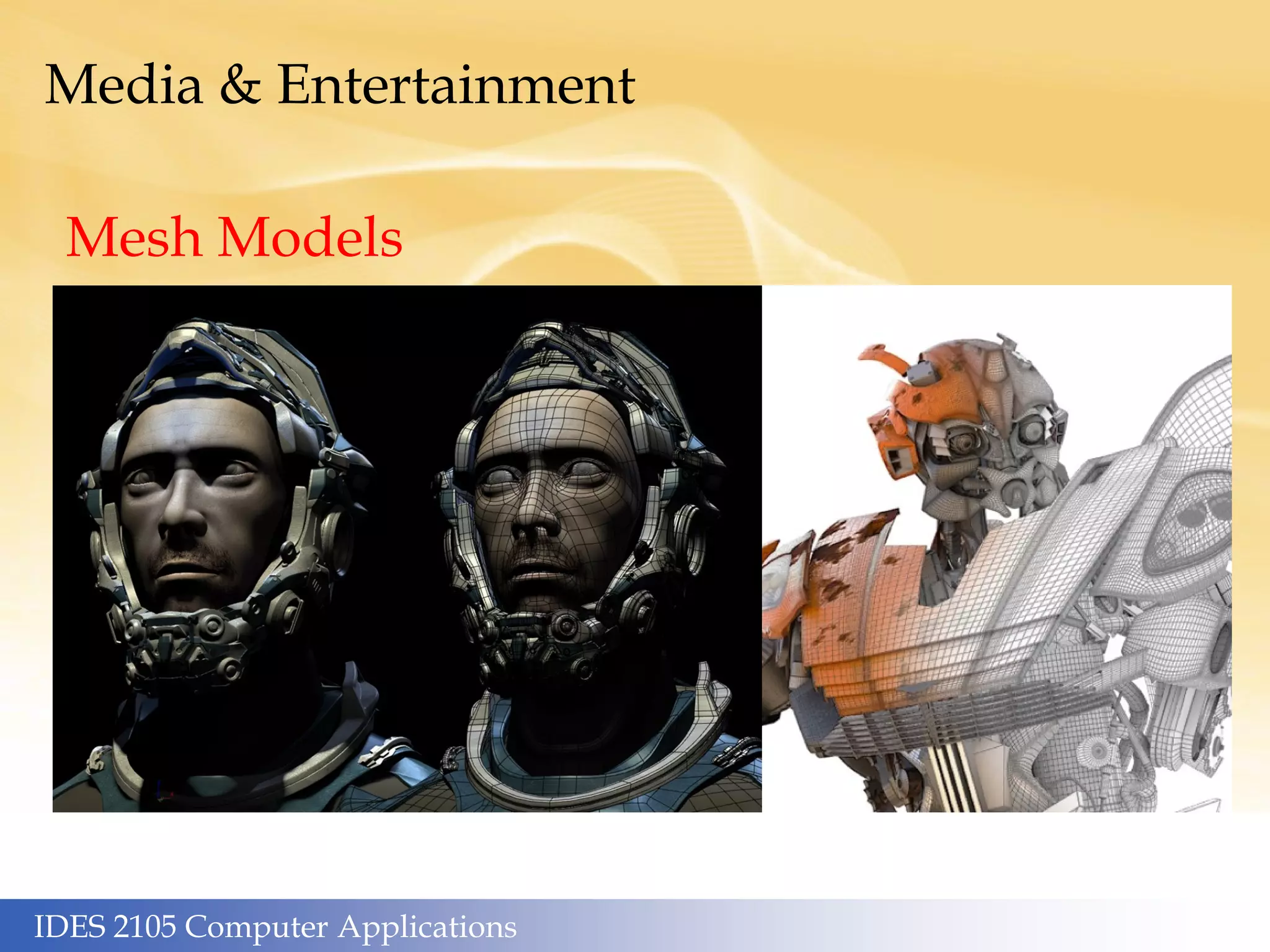 IDES 2105 Computer Applications
Media & Entertainment
Mesh Models
 
