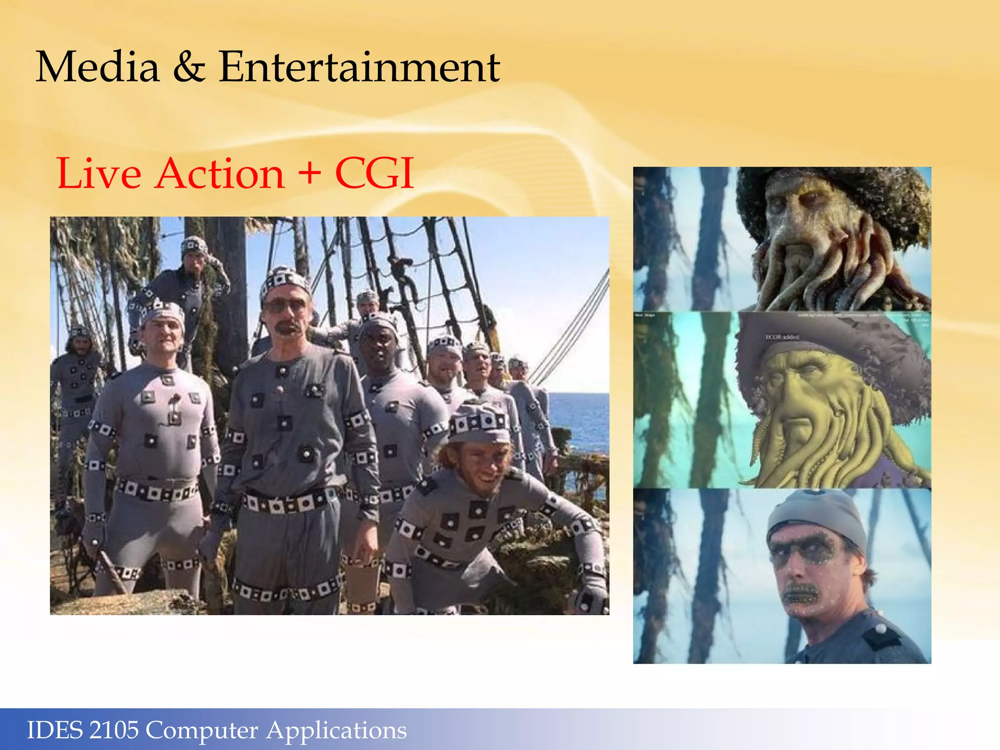 IDES 2105 Computer Applications
Media & Entertainment
Live Action + CGI
 