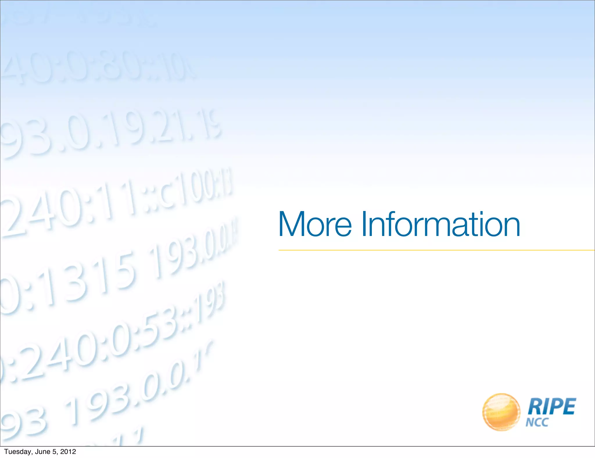 More Information




Tuesday, June 5, 2012
 