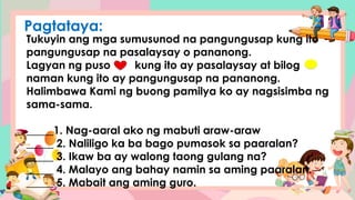 Week 6 Quarter 1-FILIPINO-MATATAG-Daily lesson | PPTX