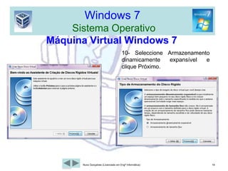 Windows 7  Sistema OperativoInstalar o Virtual Box (VM)3. Será nos perguntado se queremos instalar os drivers de dispositivos, eles são essenciais e devem ser instalados. Depois de instalado:4. Abra o Virtual Box e clique Novo. 16Nuno Gonçalves (Licenciado em Engª Informática)