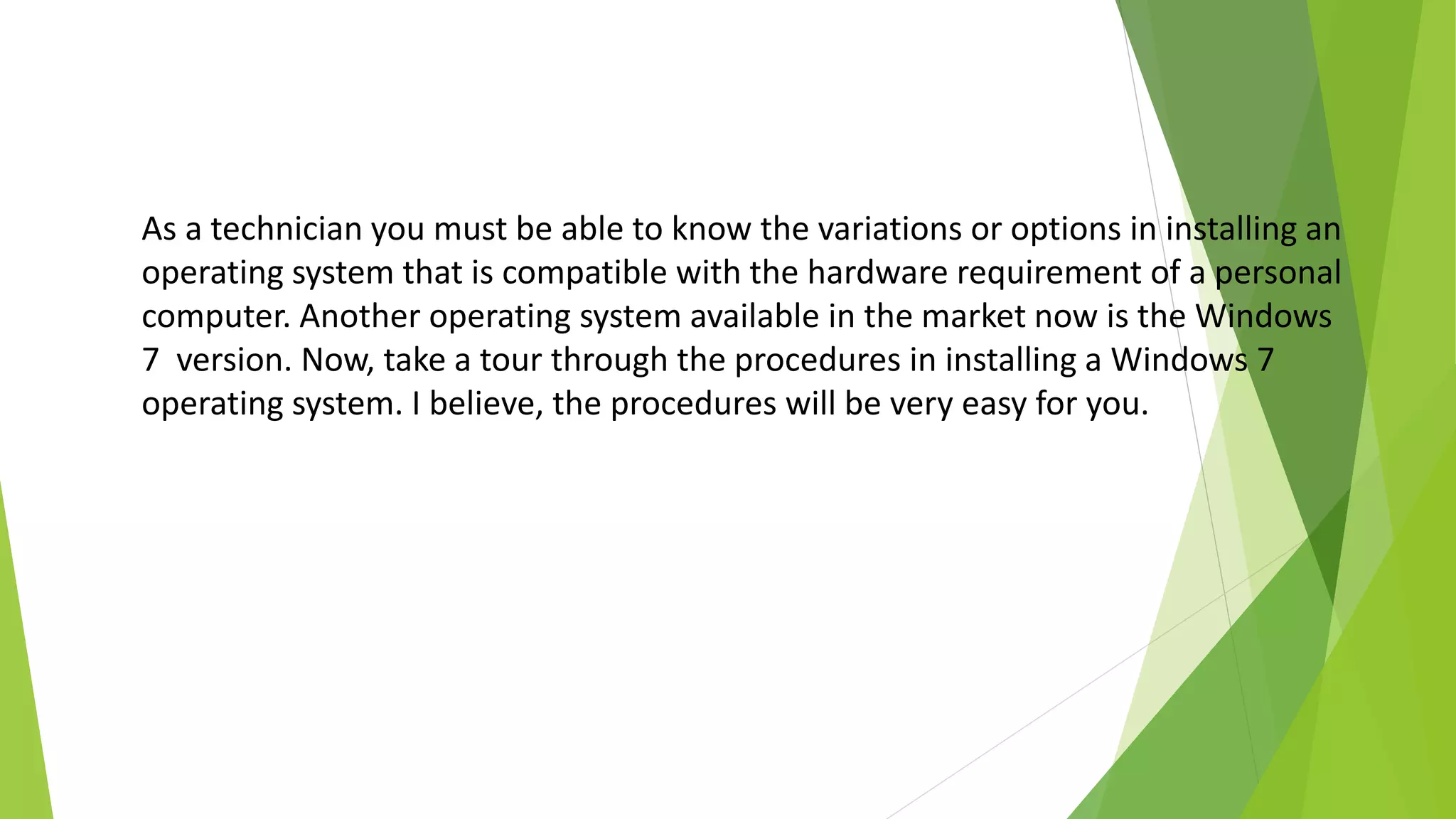 Windows 7 Installation | PPTX