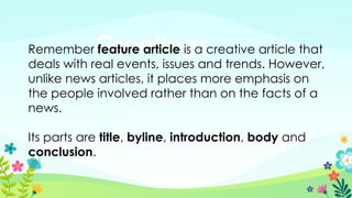 Writing a Feature Article............... | PPTX