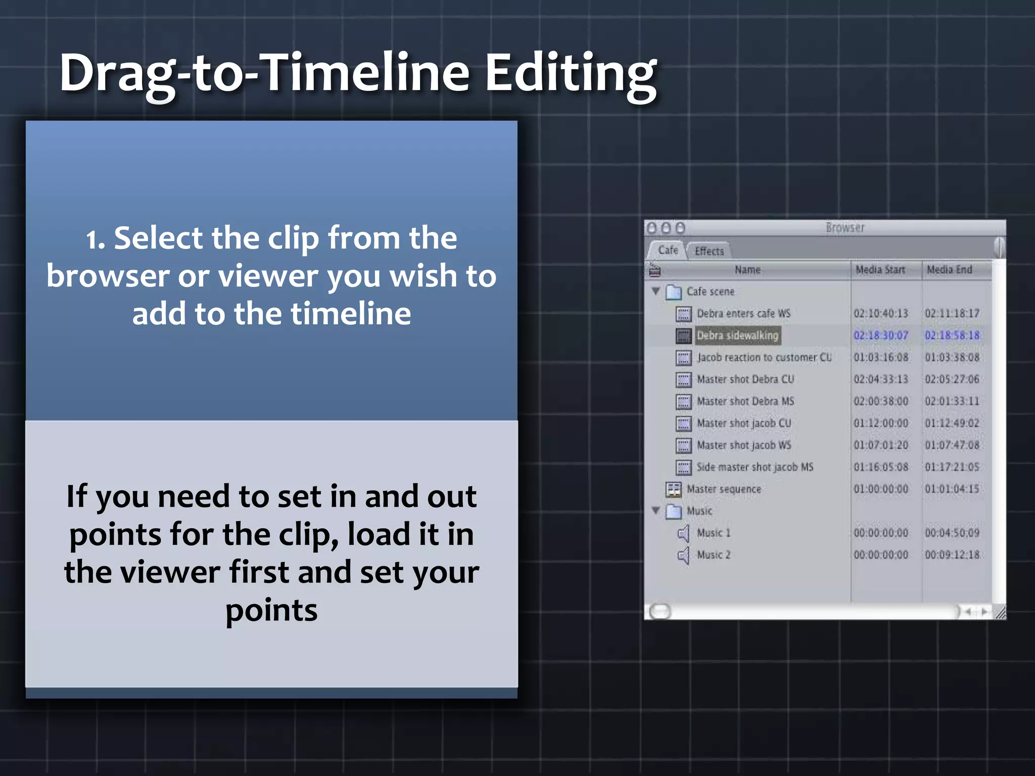 Drag-to-Timeline Editing