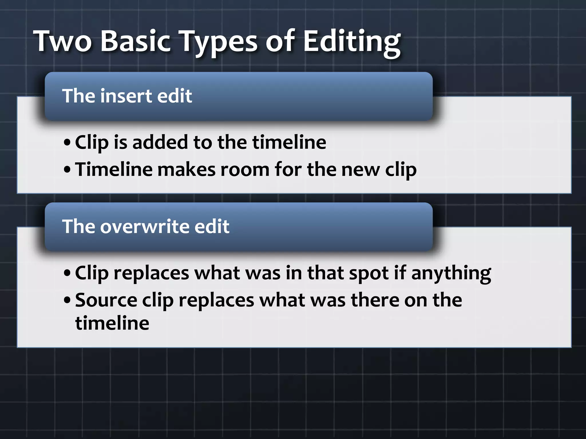Two Basic Types of Editing