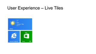 User Experience – Live Tiles
 