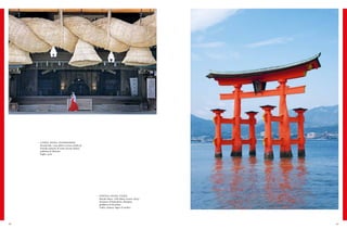 2726
CORDA SACRA (SHIMENAWA)
Periodo Edo, 1744 (ultimo rinnovo 2008-13)
Grande santuario di Izumo (Izumo taisha),
prefettura di Shimane
Paglia, carta
PORTALE SACRO (TORII)
Periodo Heian, 1168 (ultimo rinnovo 1875)
Santuario di Itsukushima, Miyajima,
prefettura di Hiroshima
Cedro, cipresso, legno di canfora
 