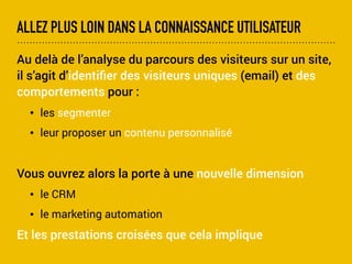 ANALYSE ET REPORTING MENSUEL : GARDEZ LE CONTACT
✓ Le meilleur moyen de relancer un client avec une
analyse à valeur ajoutée
✓ Vous établissez une relation de conﬁance avec
votre client
✓ Vous positionnez votre agence en partenaire clé
 
