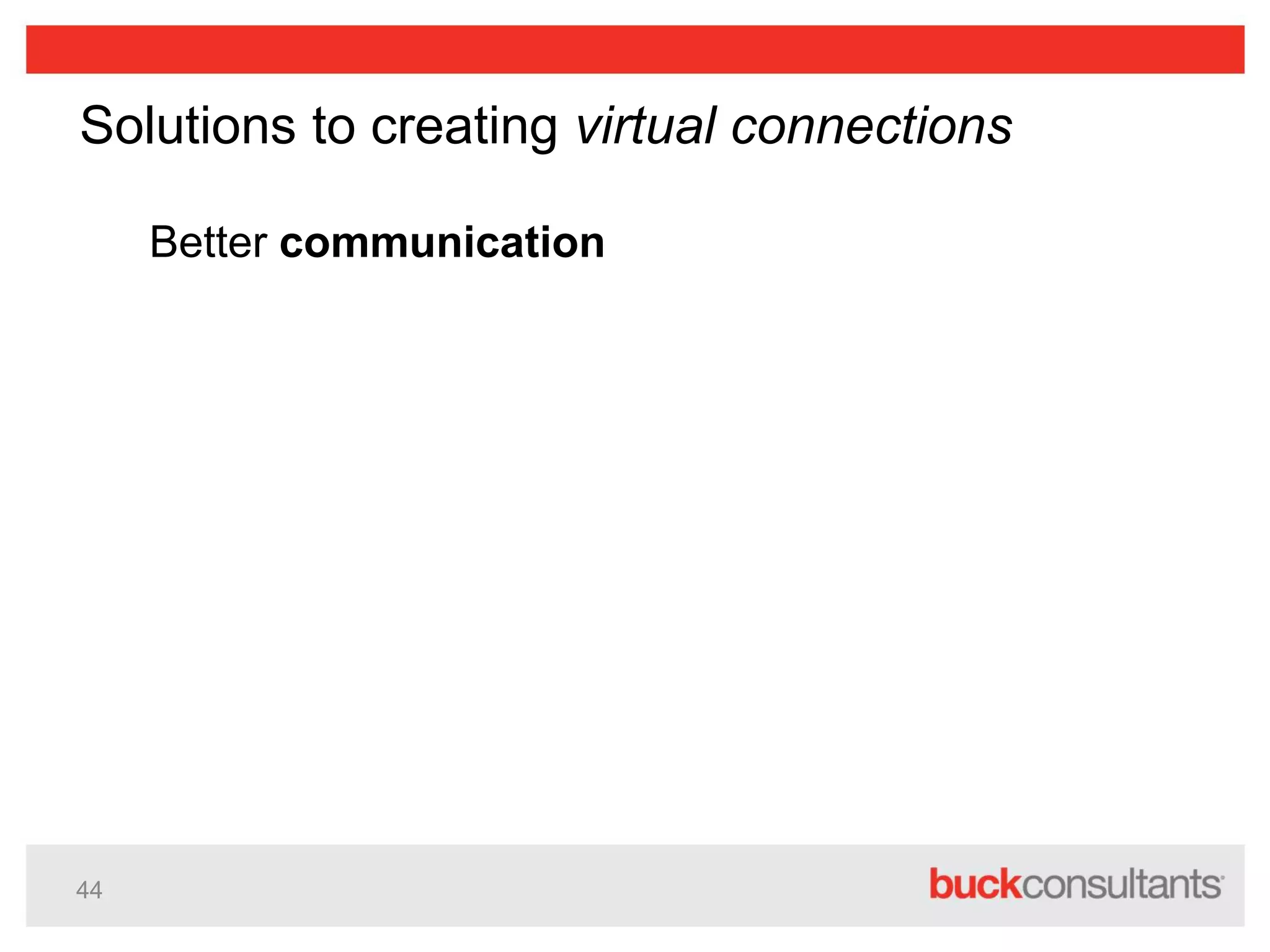 44
Solutions to creating virtual connections
Better communication
 