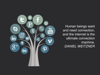 Human beings want
and need connection,
and the internet is the
ultimate connection
machine.
DANIEL WEITZNER
 