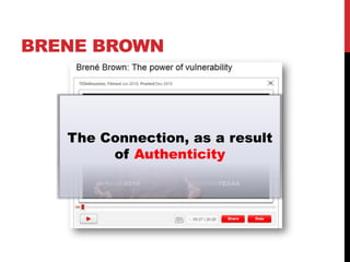 BRENE BROWN




   The Connection, as a result
        of Authenticity
 