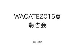WACATE2015夏
報告会
藤沢耕助
 