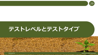 テストレベルとテストタイプ
2019/6/15 WACATE 2019 Summer
29
 