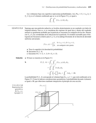 200 Capítulo 4 Variables continuas y sus distribuciones de probabilidad
4.132 La mezcla apropiada de polvos finos y gruesos antes de la sinterización (aglutinación) del cobre es
esencial para lograr uniformidad en el producto acabado. Un modo de verificar la homogeneidad de la
mezcla es seleccionar muchas muestras pequeñas de los polvos mezclados y medir la proporción del
peso total aportado por los polvos finos en cada una. Estas mediciones deben ser relativamente estables
si se ha obtenido una mezcla homogénea.
a Suponga que la proporción del peso total aportada por los polvos finos tiene una distribución beta
con a = b = 3. Encuentre la media y la varianza de la proporción de peso aportada por los polvos
finos.
b Repita el inciso a si a = b = 2.
c Repita el inciso a si a = b = 1.
d ¿Cuál de los casos —incisos a, b o c— dan la mezcla más homogénea?
4.133 La proporción de tiempo por día que todas las cajas en un supermercado están ocupadas es una variable
aleatoria Y con una función de densidad dada por
f (y) =
cy2
(1 − y)4
, 0 ≤ y ≤ 1,
0, en cualquier otro punto.
a Encuentre el valor de c que haga de f(y) una función de densidad de probabilidad.
b Encuentre E(Y). (Use lo que haya aprendido acerca de la distribución tipo beta. Compare sus respues-
tas con las obtenidas en el Ejercicio 4.28.)
c Calcule la desviación estándar de Y.
d Ejercicio Applet Utilice la aplicación breve Beta Probabilities and Quantiles para hallar
P(Y  m + 2s).
4.134 En el texto de esta sección observamos la relación entre la función de distribución de una variable alea-
toria con distribución beta y las sumas de probabilidades binomiales. Específicamente, si Y tiene una
distribución beta con valores enteros positivos para a y b y 0  y  1,
F(y) =
y
0
t −1
(1 − t) −1
B(a, b)
dt =
n
i=
n
i
yi
(1 − y)n−i
,
a
a b
donde n = a + b – 1.
a Si Y tiene una distribución beta con a = 4 y b = 7, use las tablas binomiales apropiadas para hallar
P(Y ≤ .7) = F(.7).
b Si Y tiene una distribución beta con a = 12 y b = 14, use las tablas binomiales apropiadas para hallar
P(Y ≤ .6) = F(.6).
c Ejercicio Applet Use la aplicación breve Beta Probabilities and Quantiles para hallar las probabili-
dades en los incisos a y b.
∗4.135 Suponga que Y1 y Y2 son variables aleatorias binomiales con parámetros (n, p1) y (n, p2), respectivamen-
te, donde p1  p2. (Observe que el parámetro n es el mismo para las dos variables.)
a Use la fórmula binomial para deducir que P(Y1 = 0)  P(Y2 = 0).
b Use la relación entre la función de distribución beta y las sumas de probabilidades binomiales dadas
en el Ejercicio 4.134 para deducir que, si k es un entero entre 1 y n – 1,
P(Y1 ≤ k) =
k
i=0
n
i
( p1)i
(1 − p1)n−i
=
1
p1
tk
(1 − t)n−k−1
B(k + 1, n − k)
dt.
W-cap-04.indd 200
W-cap-04.indd 200 27/7/09 02:25:38
27/7/09 02:25:38
 